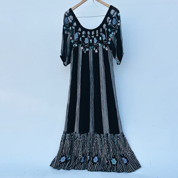 Carolina K Charo Dress Off The Shoulder Maxi Sheer Beaded Embroidered Small - Picture 2 of 11
